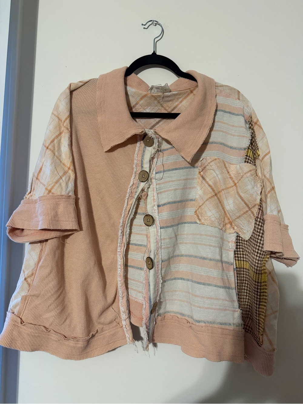 Women's Oli & Hali Patchwork Button-Front Shirt - Blush Pink